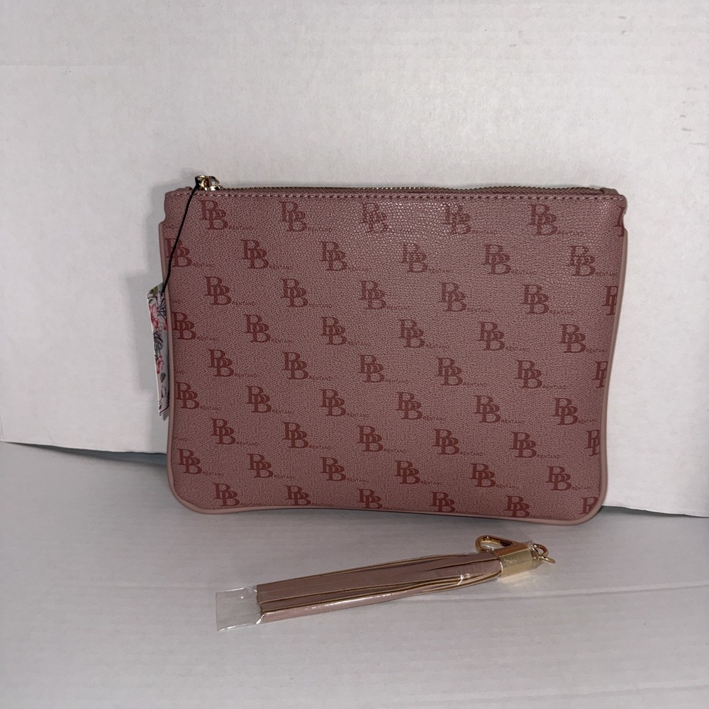 Brentano Logo Pouch In Blush 10" x 7.5"